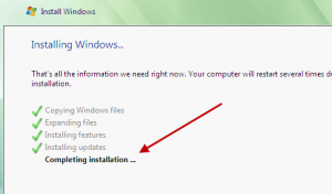completing installation completing installation