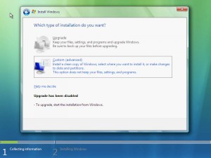 Windows Vista 4 Choose custom istallation Windows vista