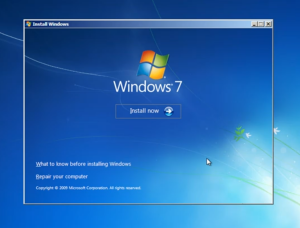 install now install windows seven now