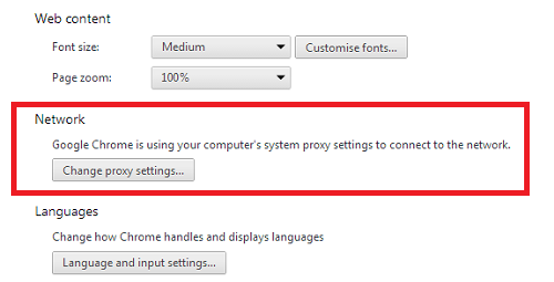 google chrome network settings