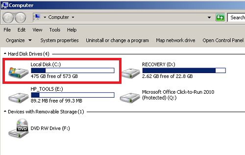 hard drive space for installing software